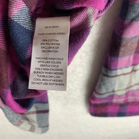 Alpine Design Flannel Shirt‎ Men's Medium Purple Plaid Cotton Button-Up 7015 - Picture 7 of 10